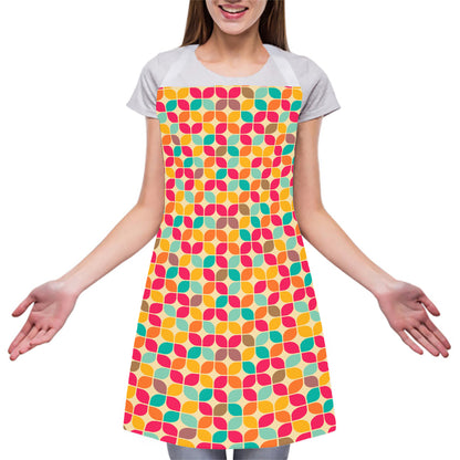 Retro Geometric Rounded Square Print Adjustable Apron