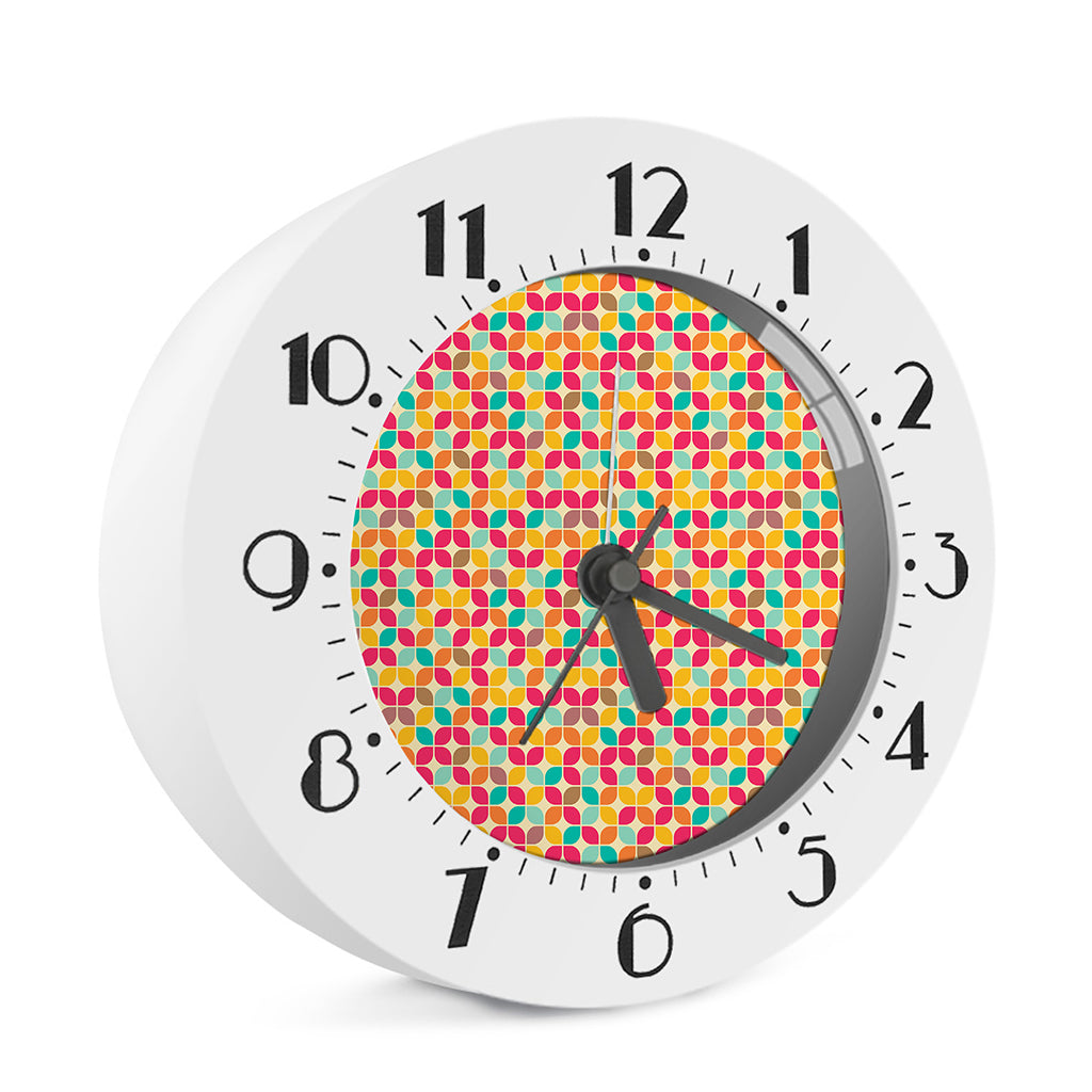 Retro Geometric Rounded Square Print Alarm Clock
