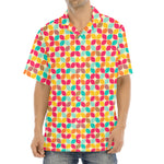 Retro Geometric Rounded Square Print Aloha Shirt