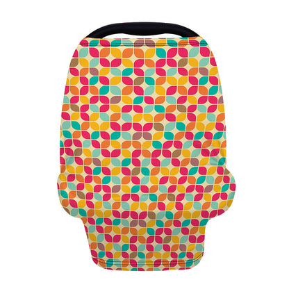 Retro Geometric Rounded Square Print Baby Seat Cover