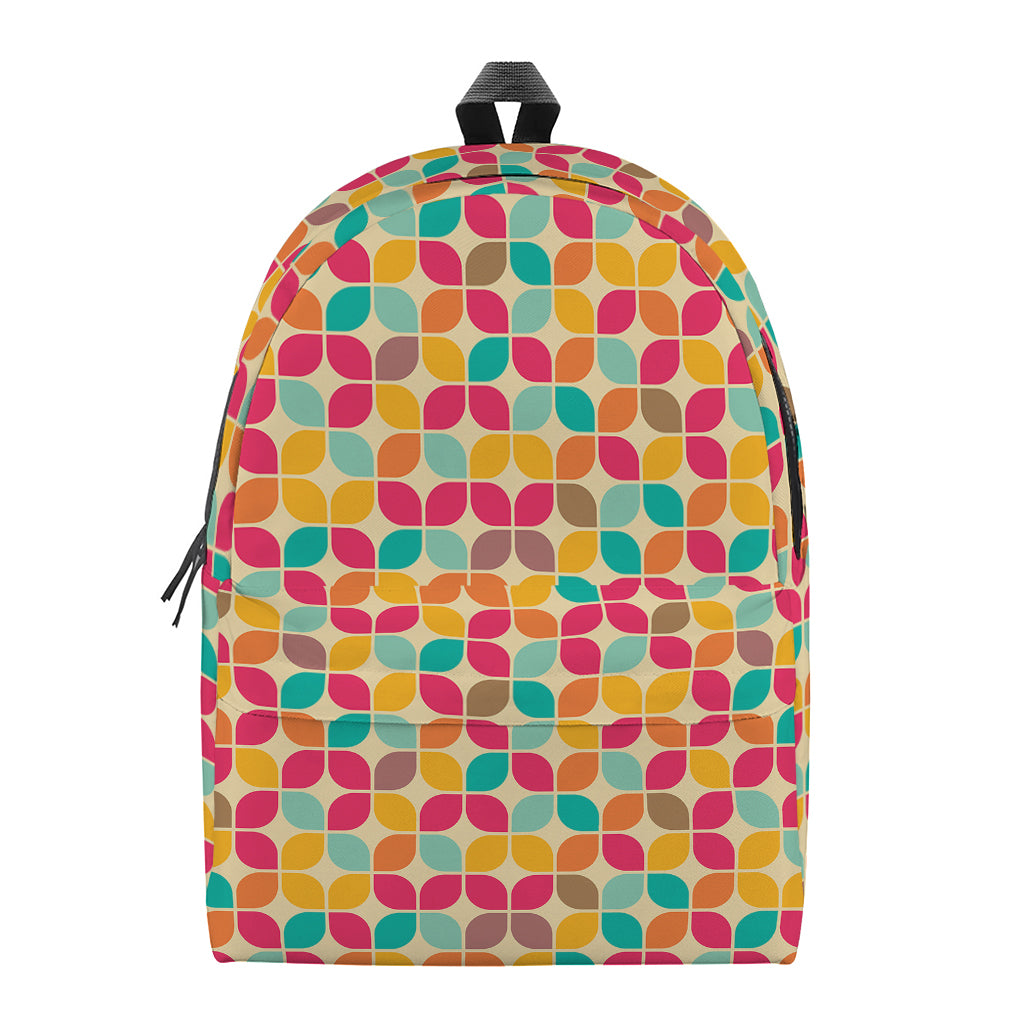 Retro Geometric Rounded Square Print Backpack