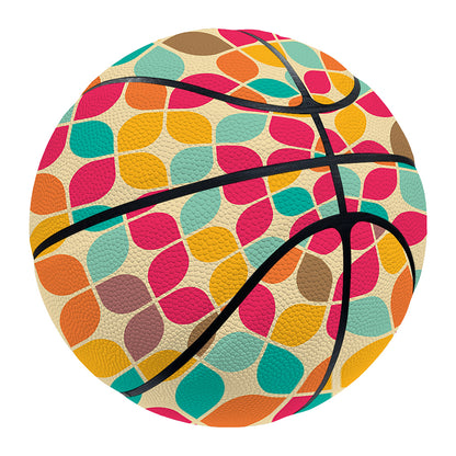 Retro Geometric Rounded Square Print Basketball