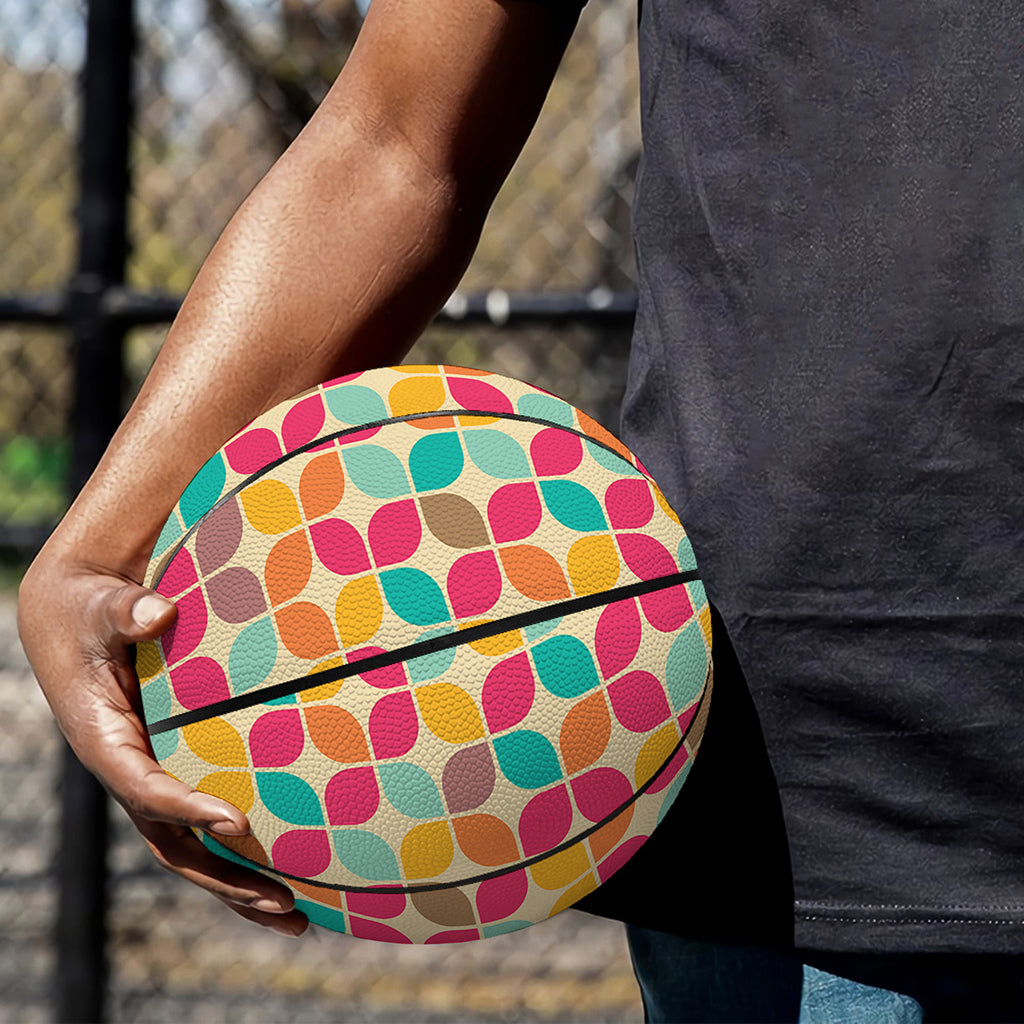 Retro Geometric Rounded Square Print Basketball