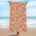 Retro Geometric Rounded Square Print Beach Towel