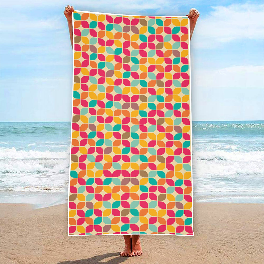 Retro Geometric Rounded Square Print Beach Towel