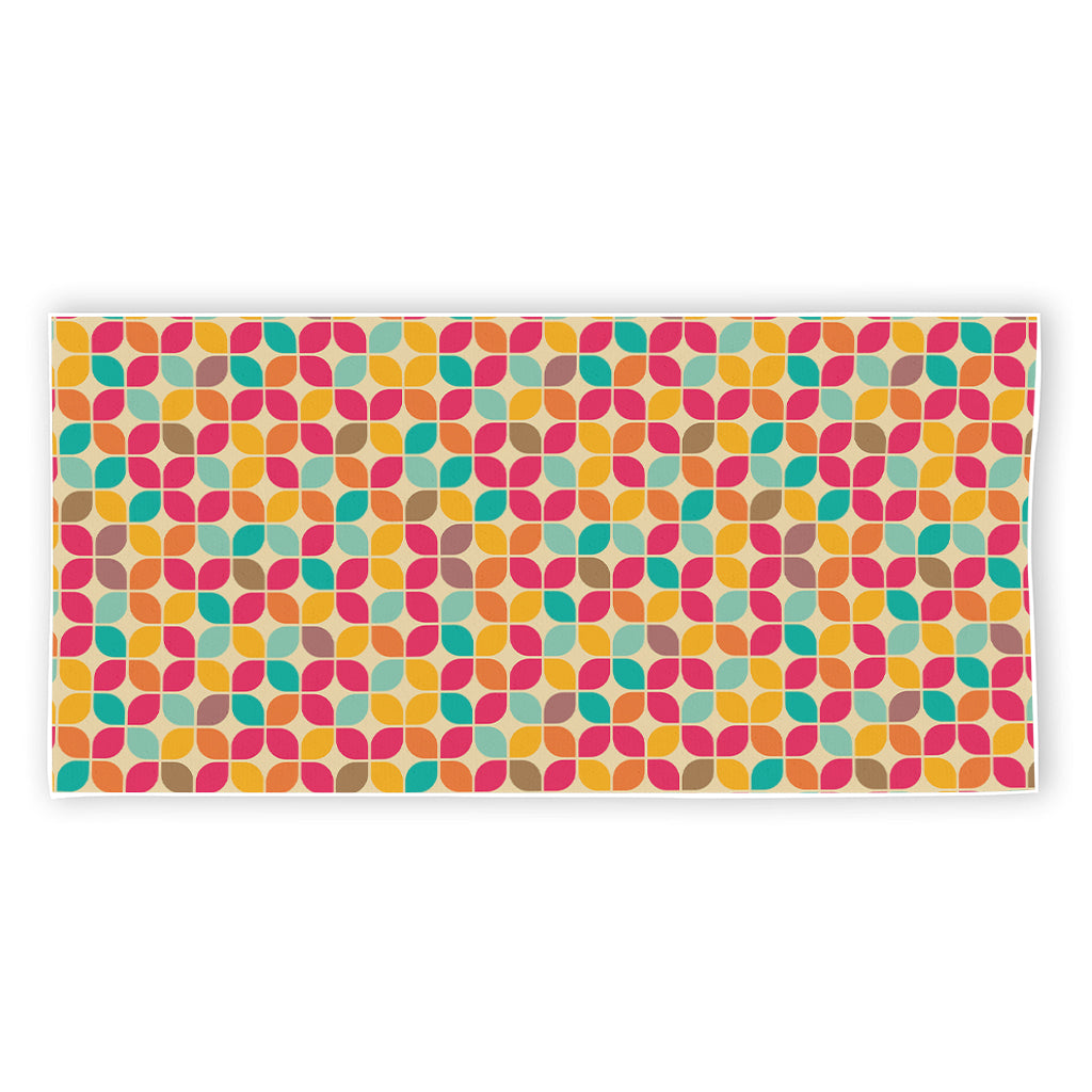 Retro Geometric Rounded Square Print Beach Towel