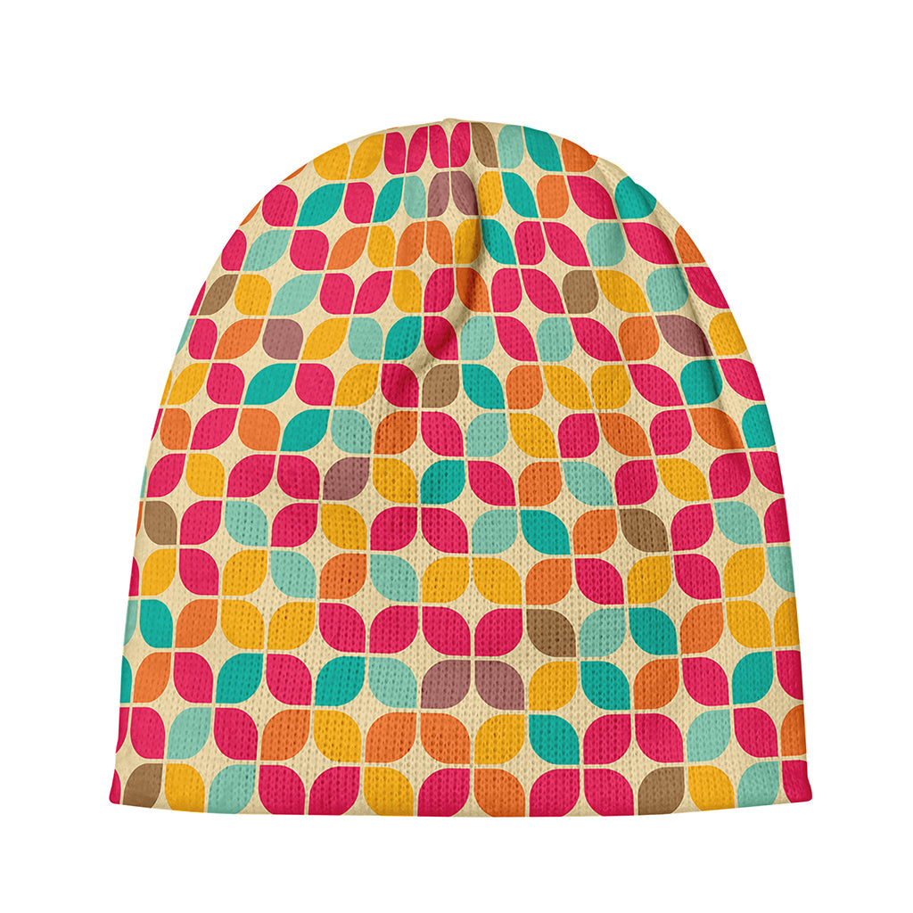Retro Geometric Rounded Square Print Beanie