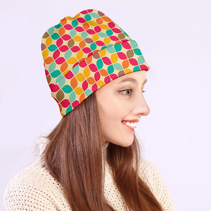 Retro Geometric Rounded Square Print Beanie