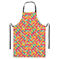 Retro Geometric Rounded Square Print Bib Apron With Pocket