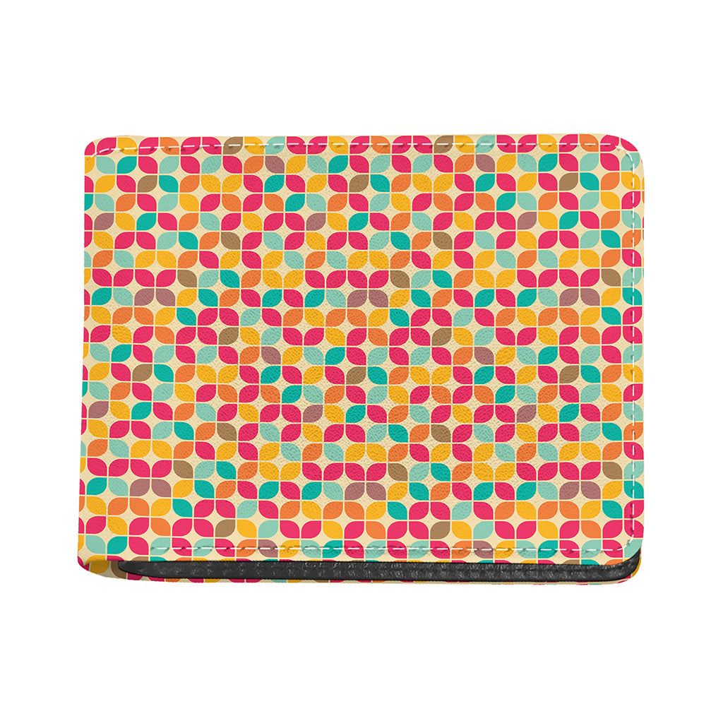 Retro Geometric Rounded Square Print Bifold Wallet