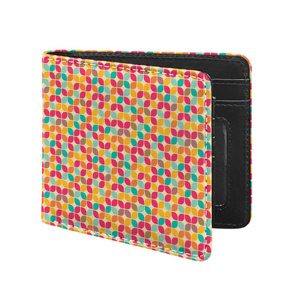 Retro Geometric Rounded Square Print Bifold Wallet