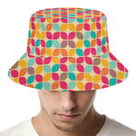 Retro Geometric Rounded Square Print Bucket Hat