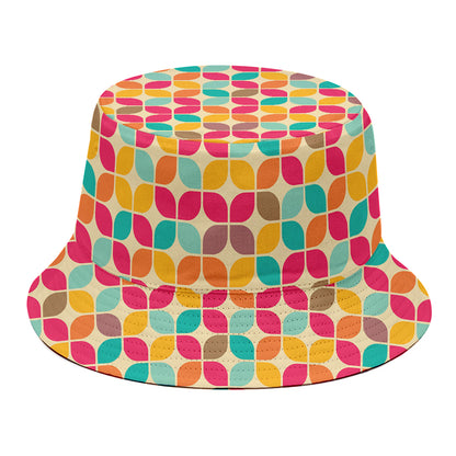 Retro Geometric Rounded Square Print Bucket Hat