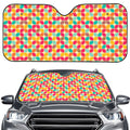 Retro Geometric Rounded Square Print Car Windshield Sun Shade