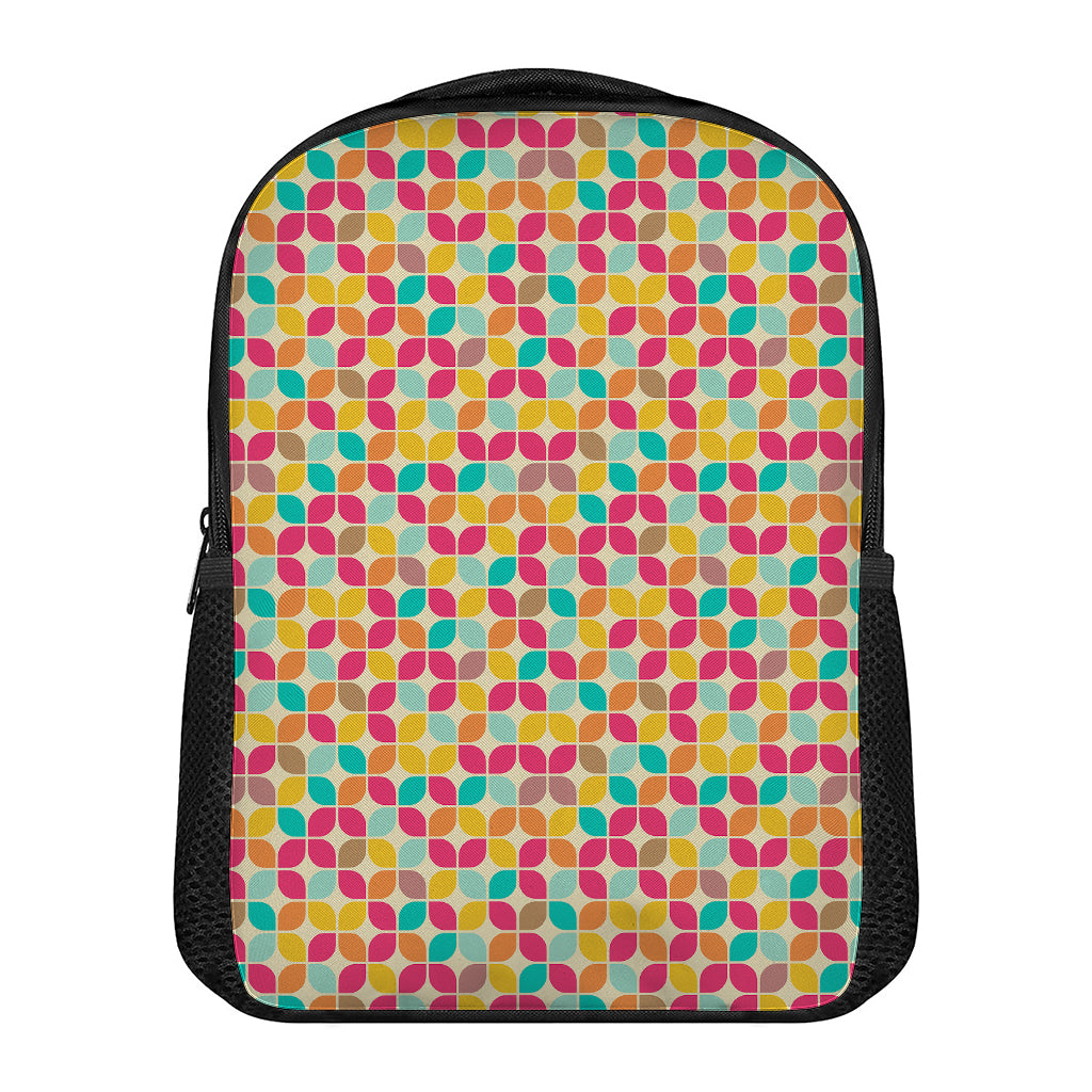 Retro Geometric Rounded Square Print Casual Backpack