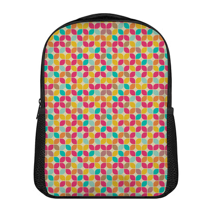 Retro Geometric Rounded Square Print Casual Backpack