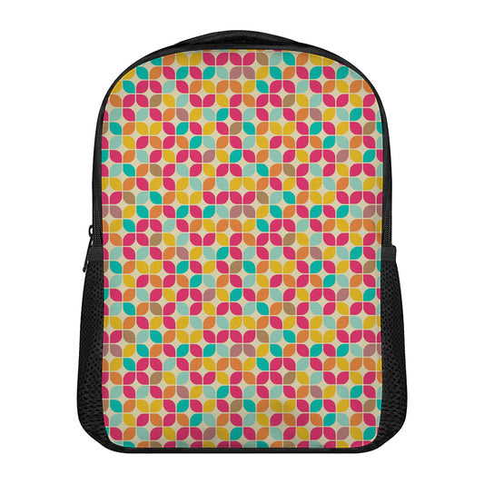 Retro Geometric Rounded Square Print Casual Backpack