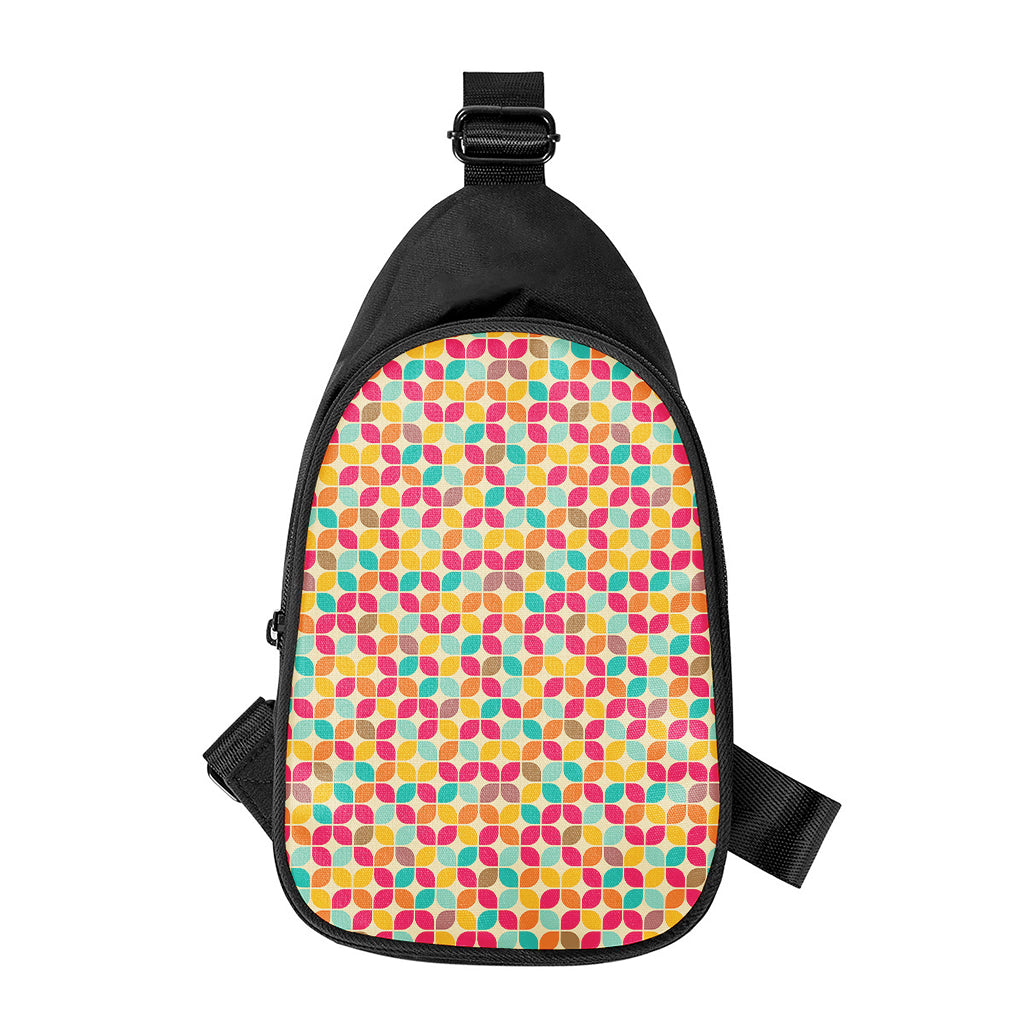 Retro Geometric Rounded Square Print Chest Bag