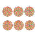 Retro Geometric Rounded Square Print Coaster Set