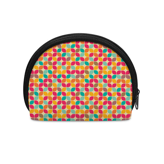 Retro Geometric Rounded Square Print Coin Purse