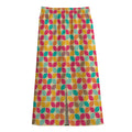 Retro Geometric Rounded Square Print Cotton Front Slit Maxi Skirt