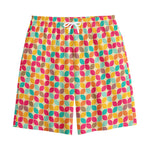 Retro Geometric Rounded Square Print Cotton Shorts