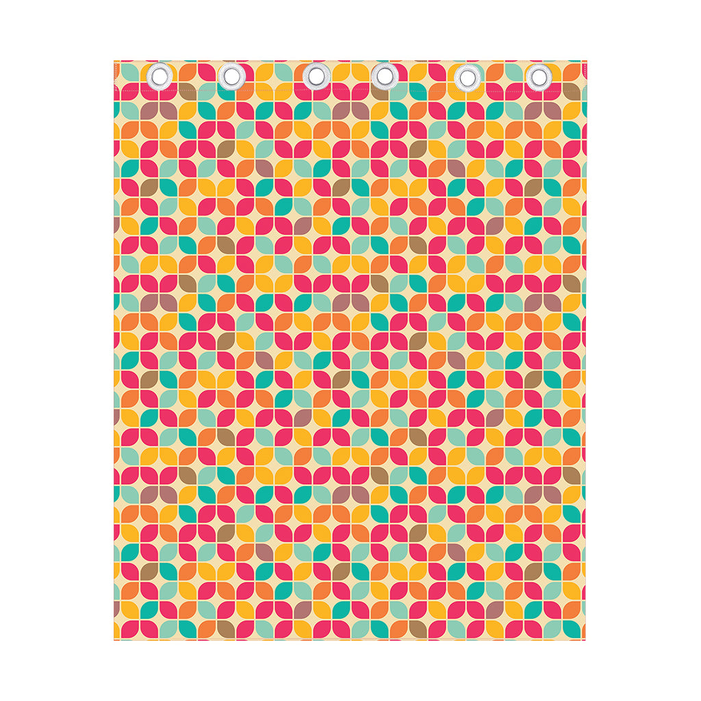 Retro Geometric Rounded Square Print Curtain
