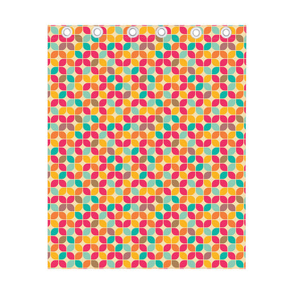 Retro Geometric Rounded Square Print Curtain