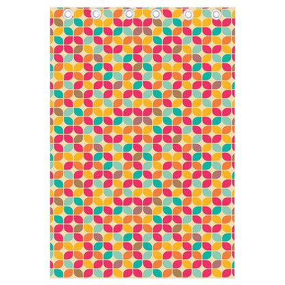 Retro Geometric Rounded Square Print Curtain