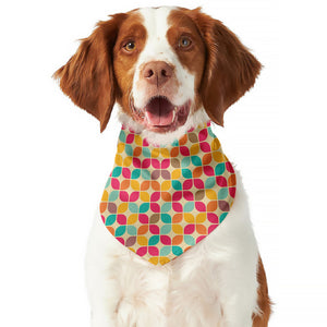 Retro Geometric Rounded Square Print Dog Bandana