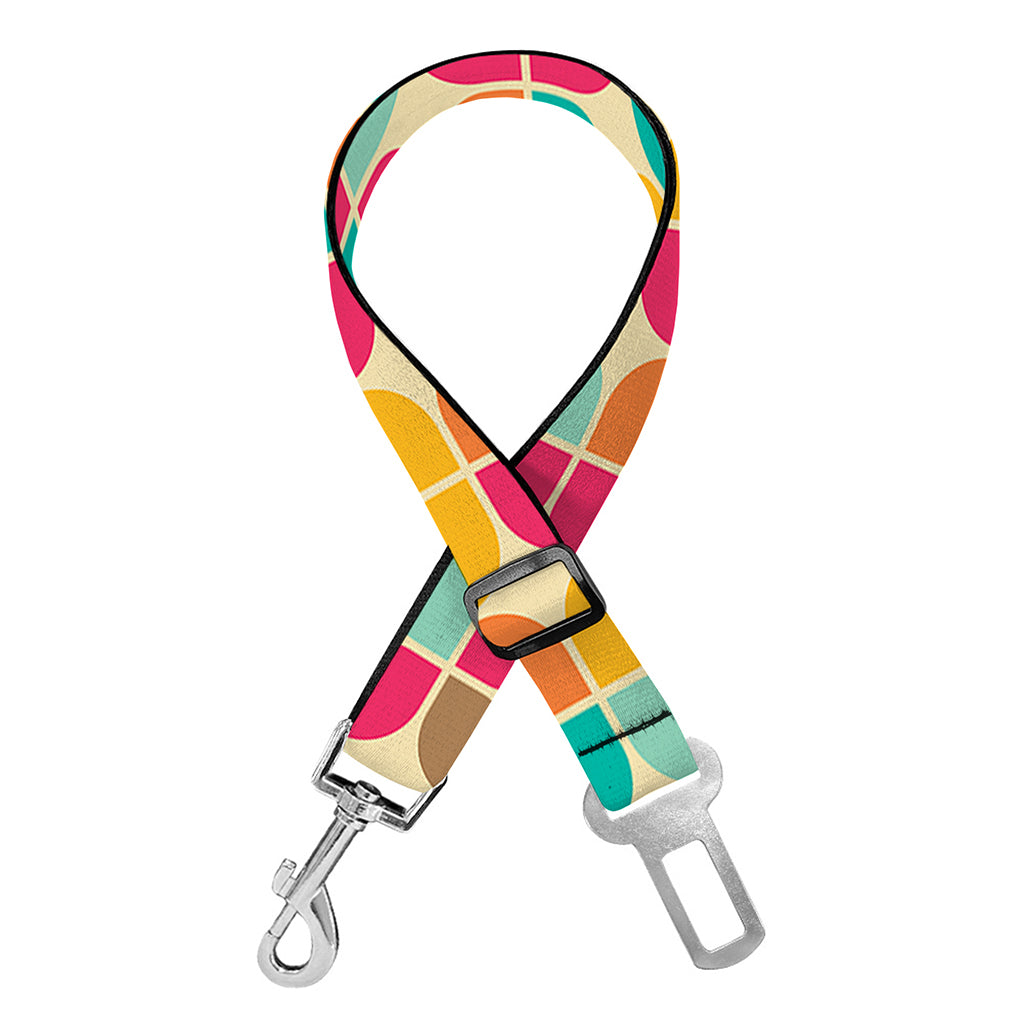 Retro Geometric Rounded Square Print Dog Seat Belt