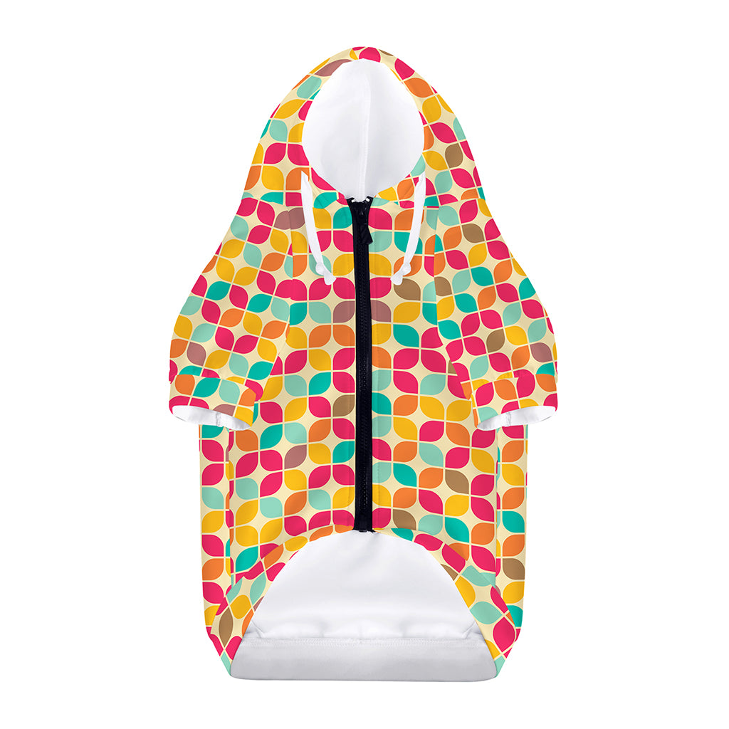 Retro Geometric Rounded Square Print Dog Zip Up Hoodie