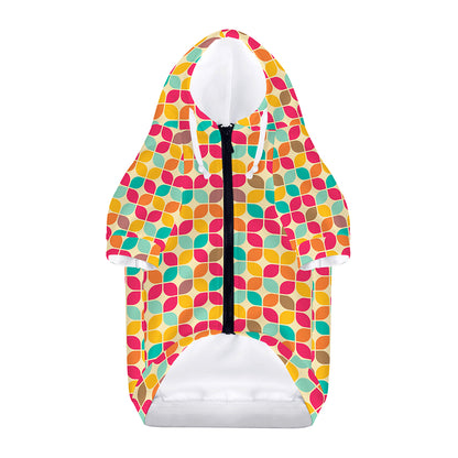 Retro Geometric Rounded Square Print Dog Zip Up Hoodie
