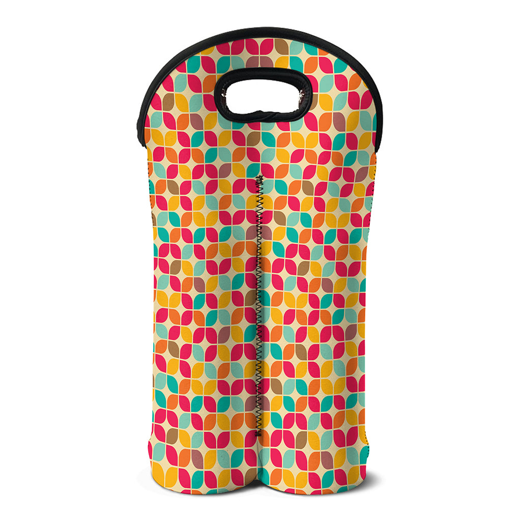 Retro Geometric Rounded Square Print Double Neoprene Wine Tote