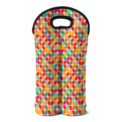 Retro Geometric Rounded Square Print Double Neoprene Wine Tote