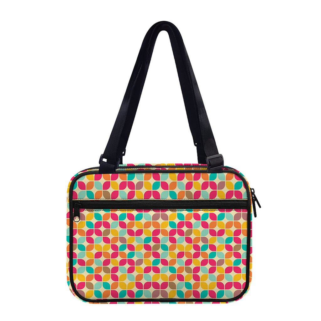 Retro Geometric Rounded Square Print Double Strap Bible Bag