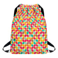 Retro Geometric Rounded Square Print Drawstring Backpack