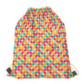 Retro Geometric Rounded Square Print Drawstring Bag