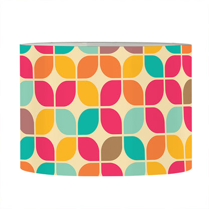 Retro Geometric Rounded Square Print Drum Lamp Shade