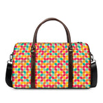 Retro Geometric Rounded Square Print Duffle Bag