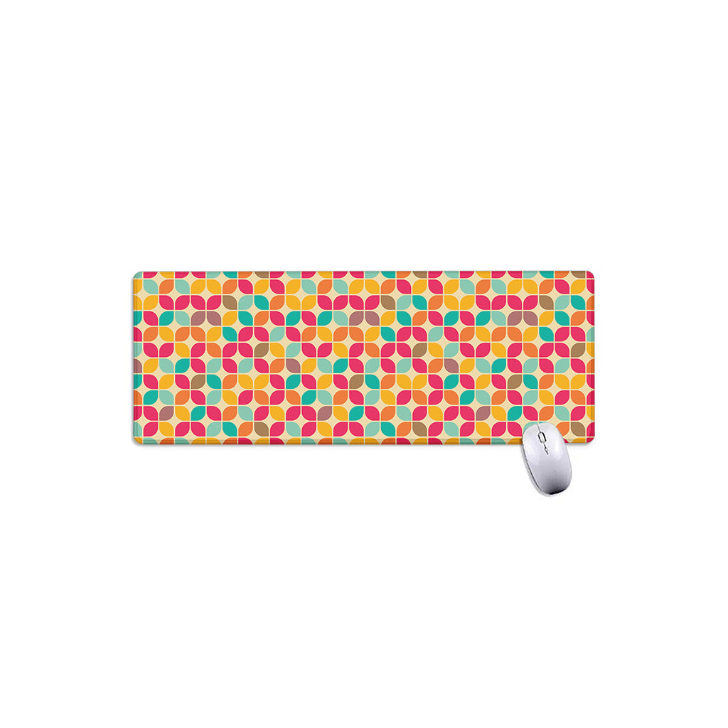 Retro Geometric Rounded Square Print Extended Mouse Pad