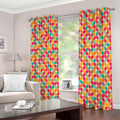Retro Geometric Rounded Square Print Extra Wide Grommet Curtains