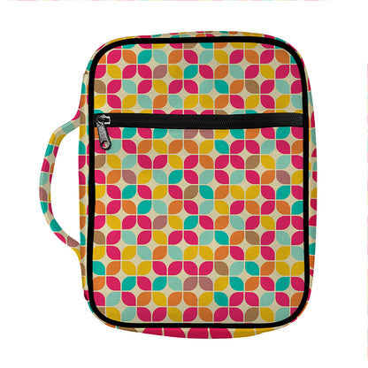 Retro Geometric Rounded Square Print Front Pocket Bible Bag