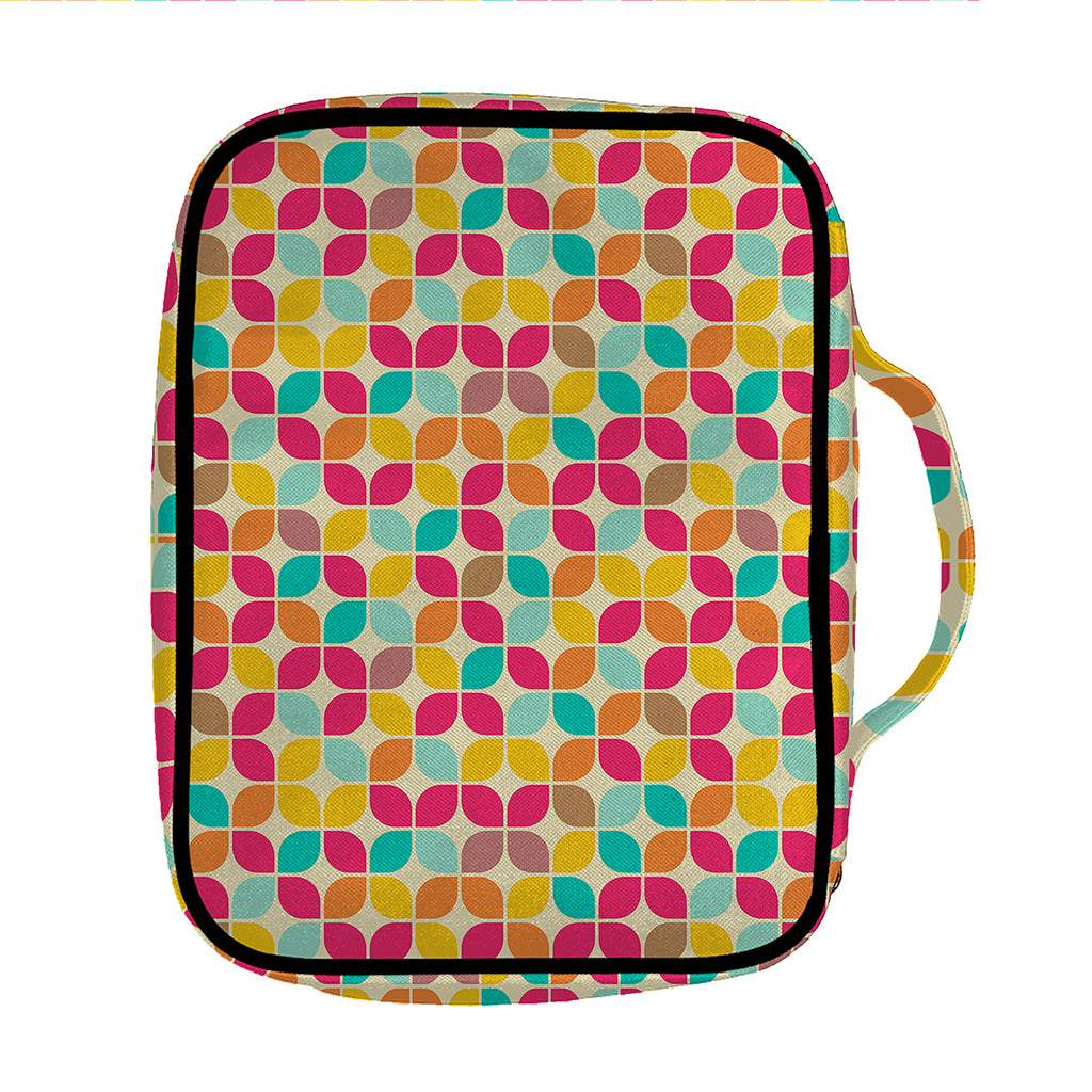 Retro Geometric Rounded Square Print Front Pocket Bible Bag
