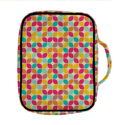 Retro Geometric Rounded Square Print Front Pocket Bible Bag