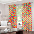 Retro Geometric Rounded Square Print Grommet Curtains