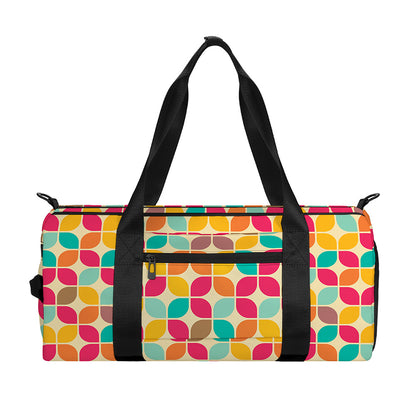 Retro Geometric Rounded Square Print Gym Bag