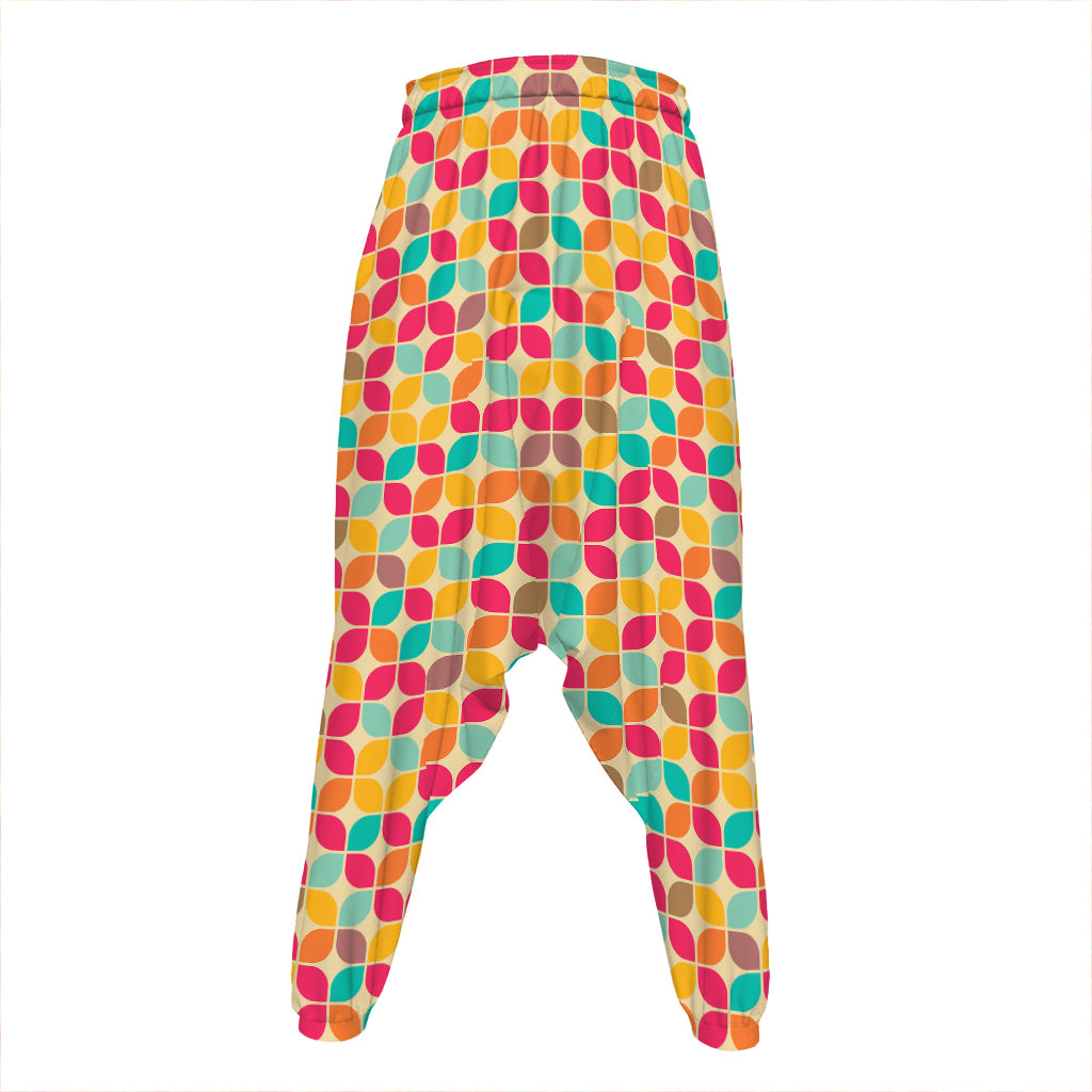 Retro Geometric Rounded Square Print Hammer Pants