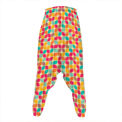 Retro Geometric Rounded Square Print Hammer Pants