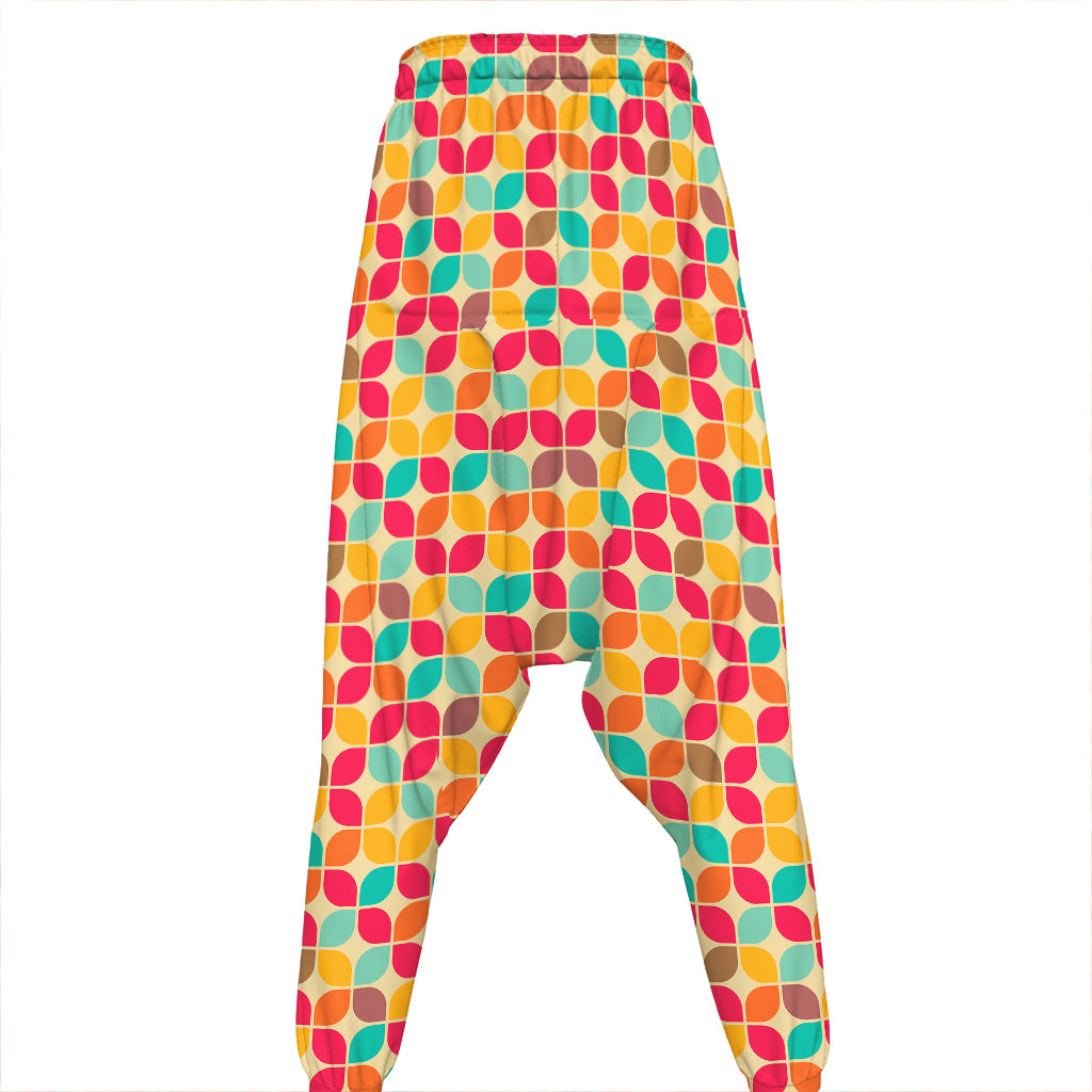 Retro Geometric Rounded Square Print Hammer Pants